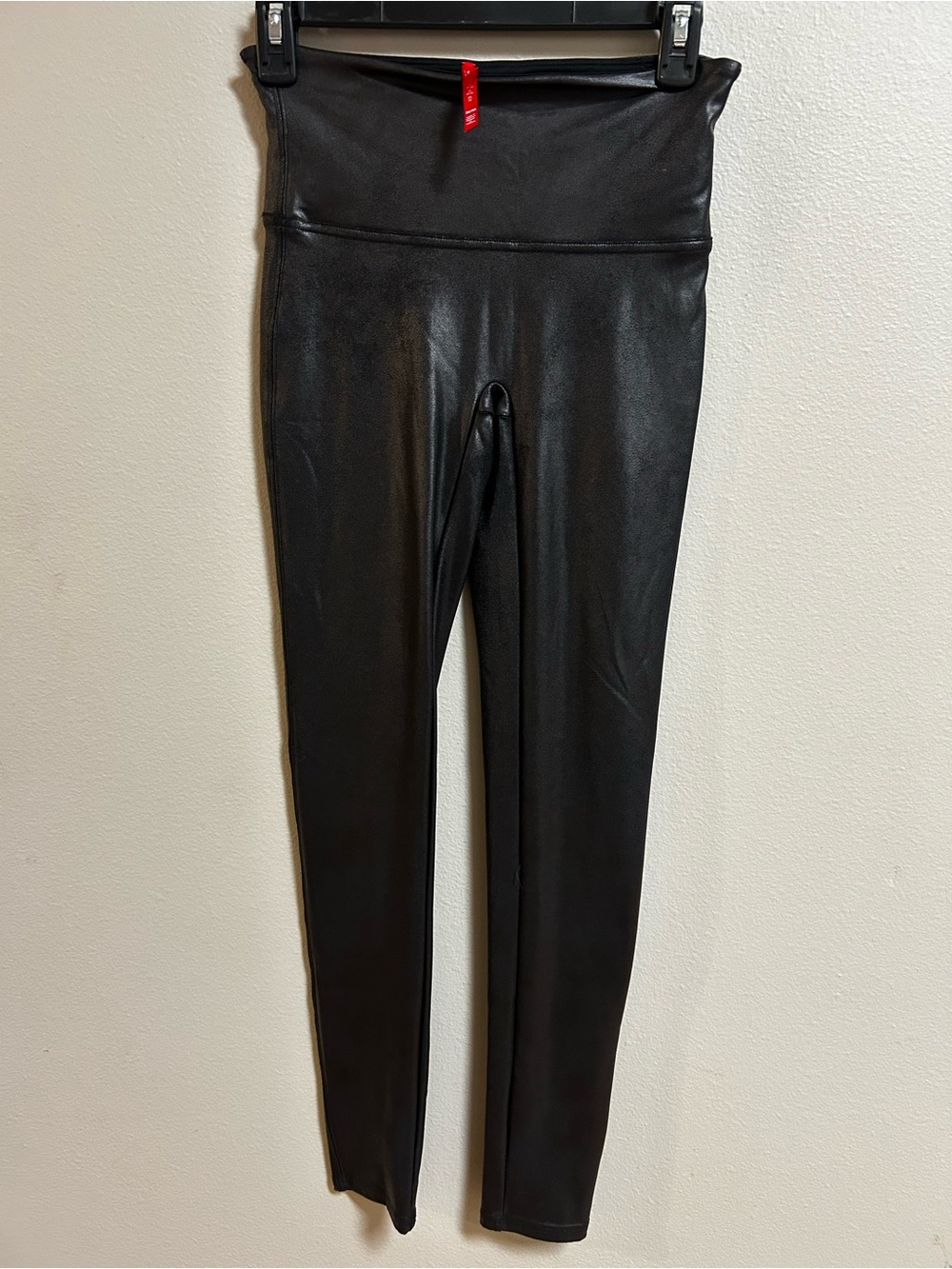 SPANX Faux Leather Leggings Womens M Black High Rise Skinny Stretch Pants